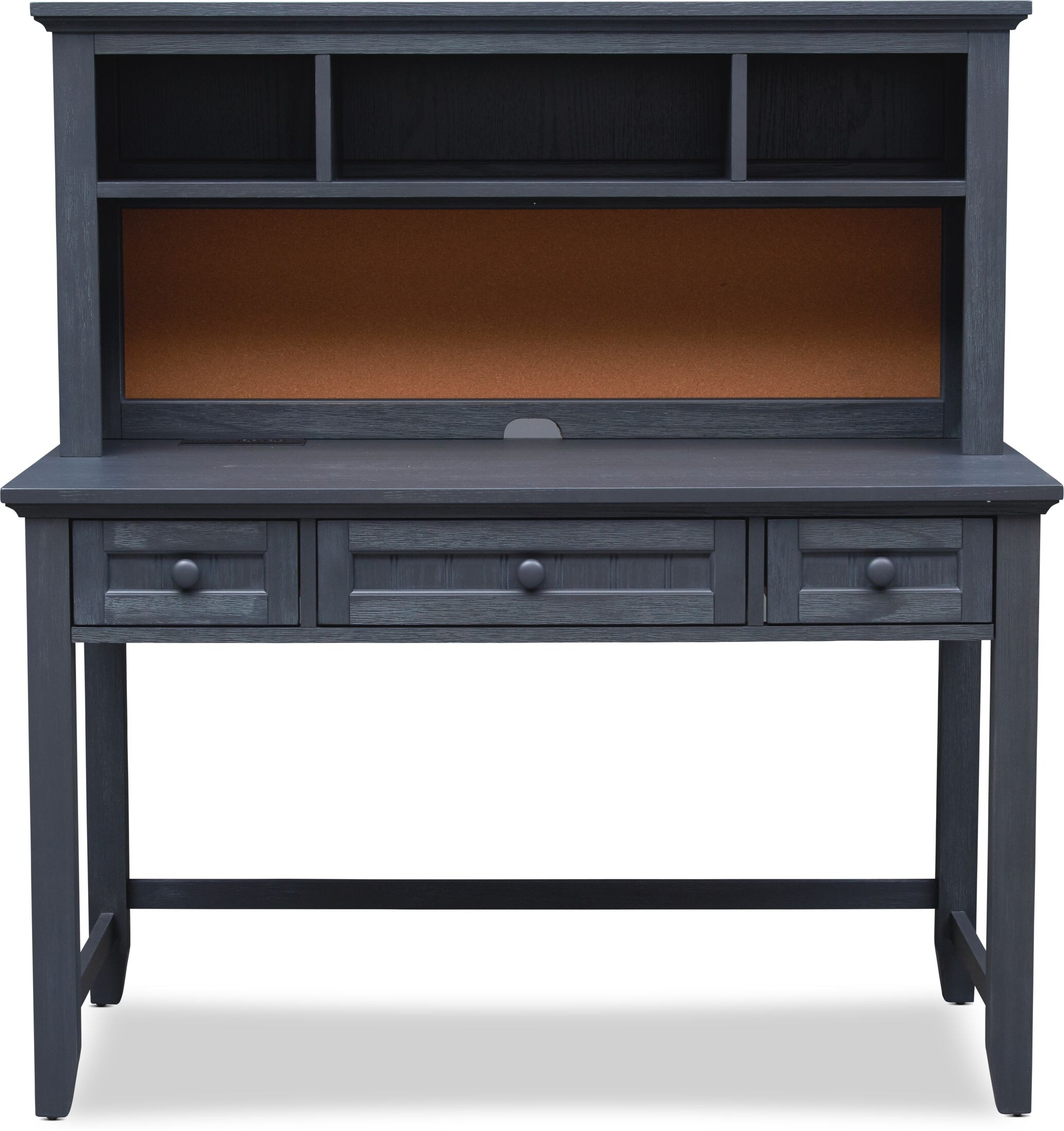 blue desk with hutch